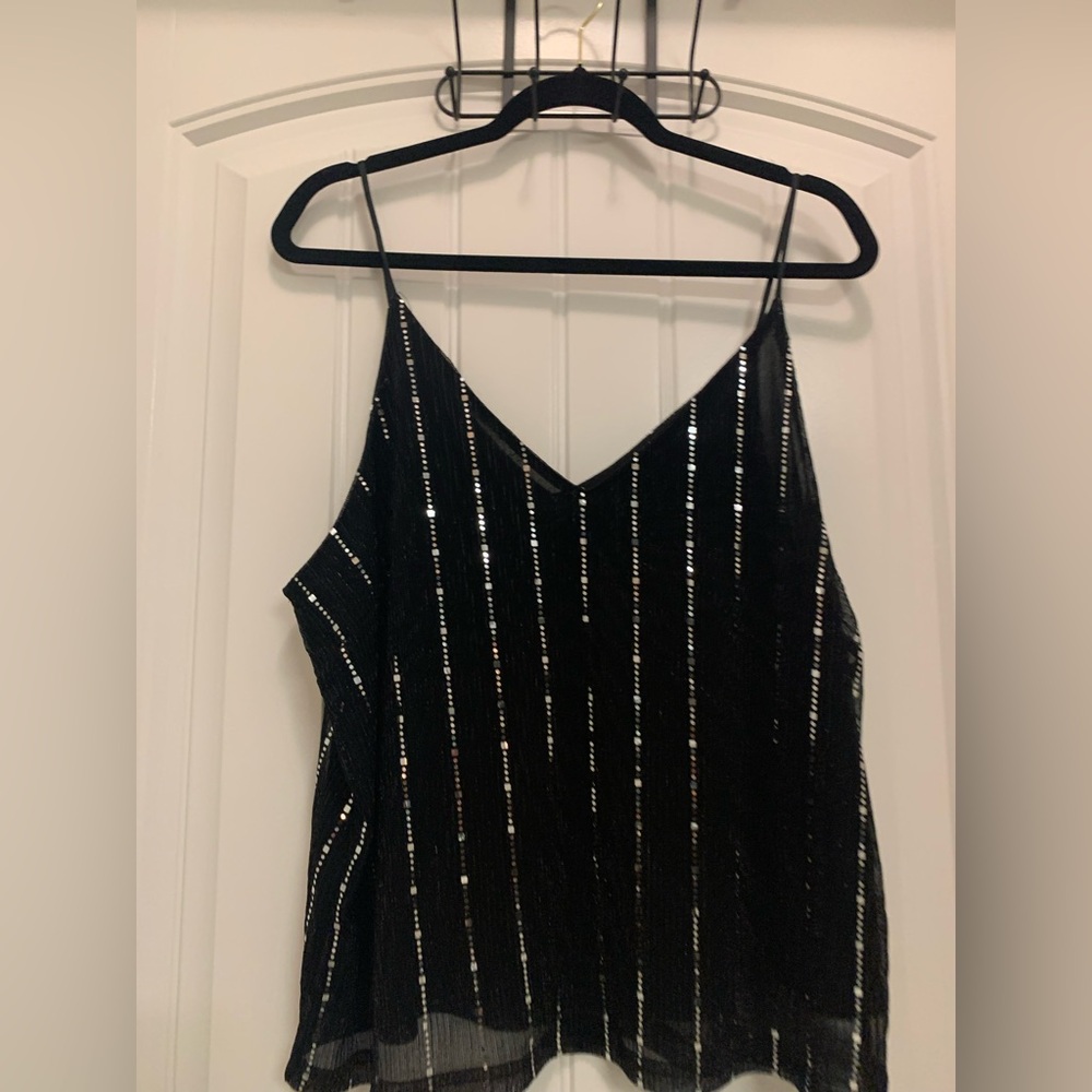 NWT Black Sequin Striped Women's Cami Top